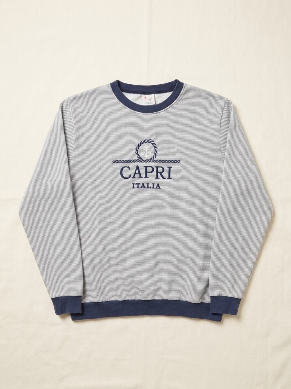 Capri Italy Crewneck Sweatshirt L Embroidered Graphic Fleece Pullover